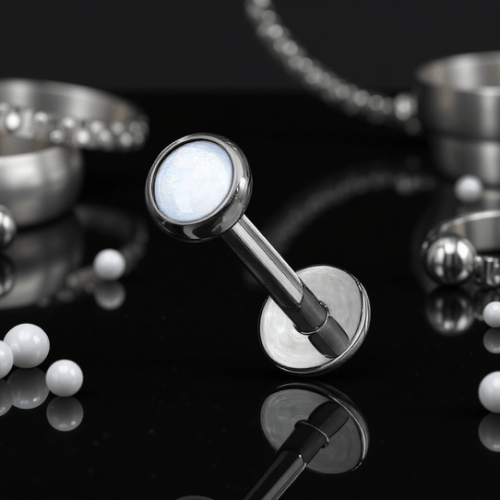 Przejdź do produktu Czarny labret z białym kamieniem Illuminating