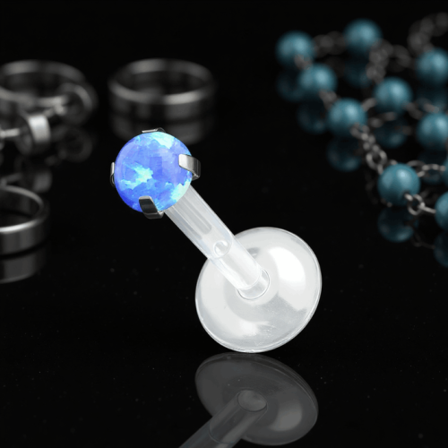 Przejdź do produktu Labret z bioflexu z niebieskim opalem 3D