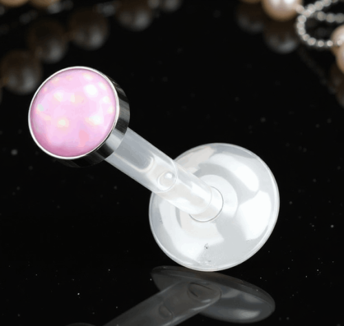 Przejdź do produktu Labret z bioflexu z różowym kamieniem rozświetlającym