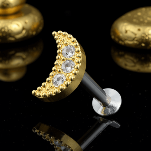 Przejdź do produktu Labret złoty kryształowy księżyc
