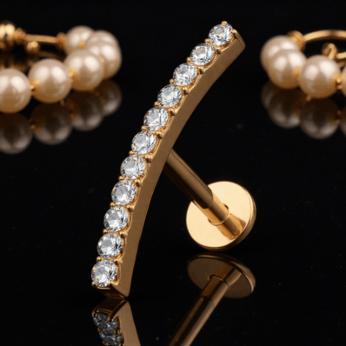 Przejdź do produktu Labret kryształowy łuk  rose gold