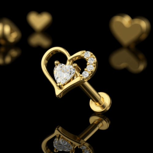 Przejdź do produktu Labret złote  konturowe serce