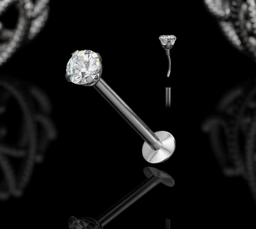Przejdź do produktu Labret push in z kryształkiem 3D