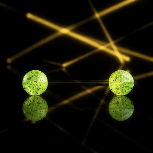 Przejdź do produktu Sztanga do języka z seledynowymi brokatowymi akrylowymi kulkami