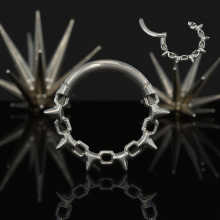 Kółeczko clicker w stylu obroży kolczatki Wyraziste kółeczko typu clicker inspirowane formą obroży z kolcami