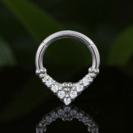 Kółeczko clicker z trójkątnym wykończeniem i cyrkoniami