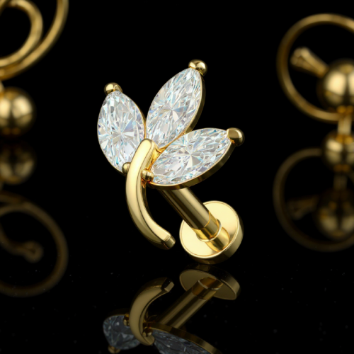 Przejdź do produktu Labret Gold Marquise  Leaf