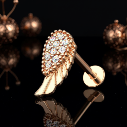 Przejdź do produktu Labret skrzydło anioła różowe złoto