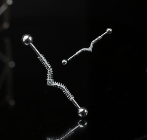 Przejdź do produktu Sztanga do industriala ze sprężynką i kryształkiem