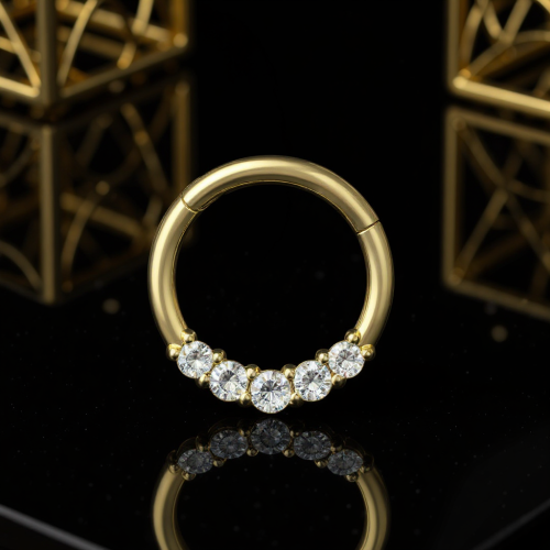 Przejdź do produktu Złote kółeczko clicker z  5 białymi kryształkami