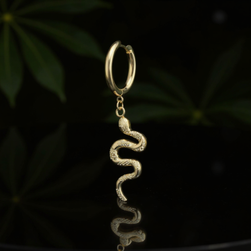 Przejdź do produktu Złote kółeczko huggie z wężem