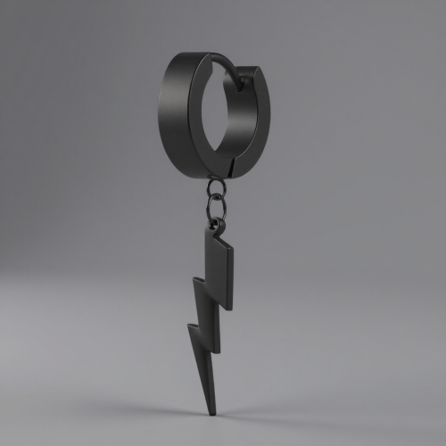 Przejdź do produktu Czarne kółeczko huggie z błyskawicą