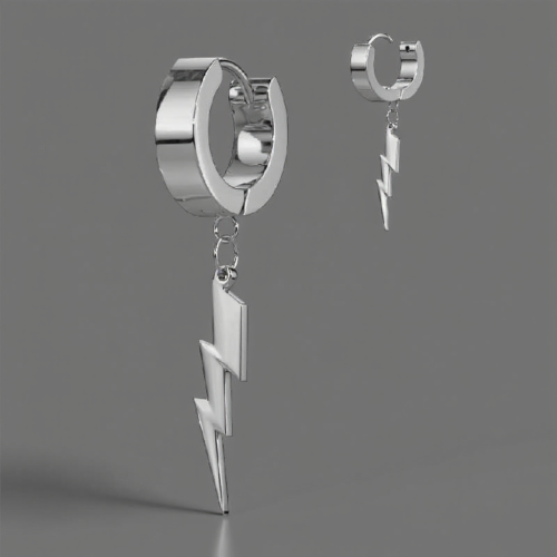 Przejdź do produktu Srebrne kółeczko huggie z błyskawicą