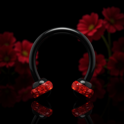 Przejdź do produktu Czarna podkówka red epoxy crystals