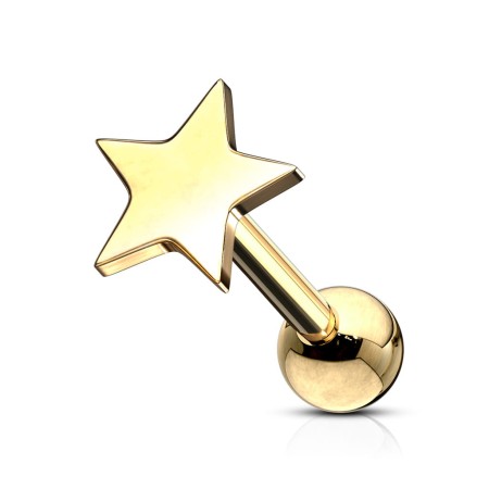 Złota sztanga do ucha z gwiazdką