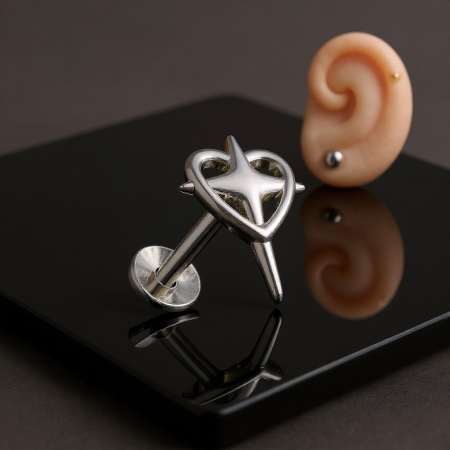 Labret Heart &amp; Cross