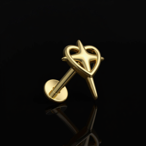 Przejdź do produktu Labret Gold Heart & Cross
