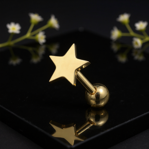 Przejdź do produktu Złota  sztanga do ucha z gwiazdką