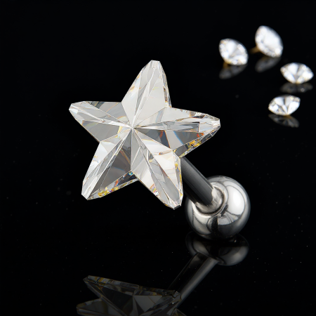 Sztanga do ucha cyrkoniowa gwiazdka