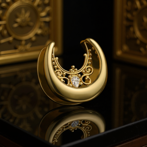 Przejdź do produktu Tunel ze stali chirurgicznej Orient Gold Moon 