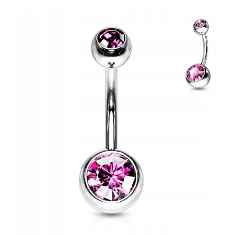 Przejdź do produktu Klasyczny kolczyk do pępka z jasno różowymi cyrkoniami 