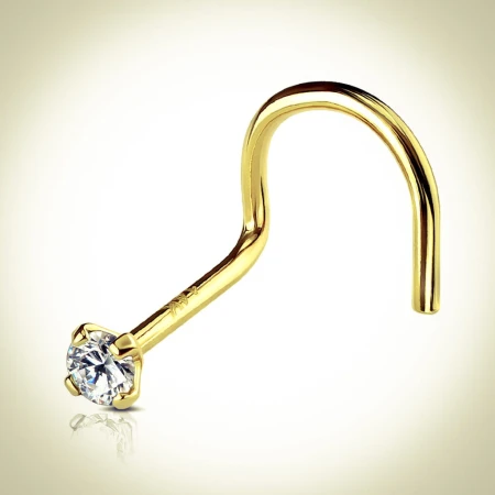 Kolczyk do nosa z 14k  złota z kryształkiem