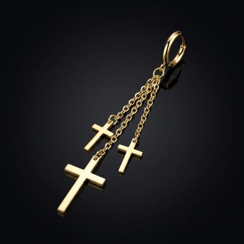 Przejdź do produktu Kółeczko Huggie Gold Three Cross Dangle 