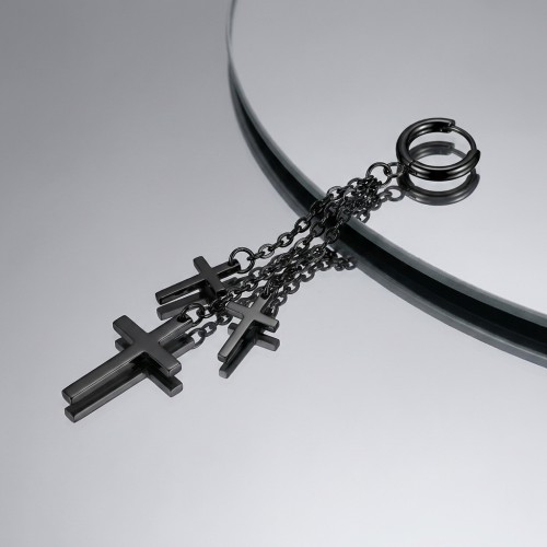 Przejdź do produktu Kółeczko Huggie Black Three Cross Dangle  