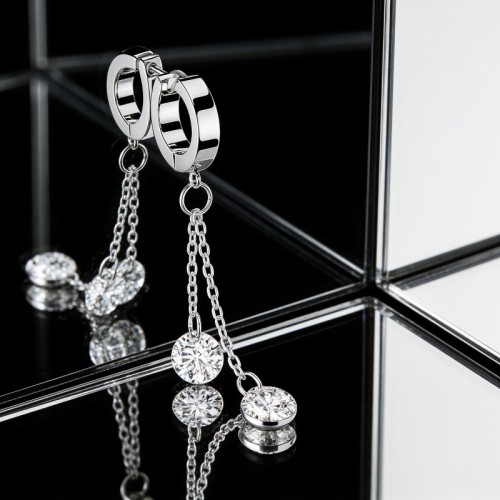 Przejdź do produktu Kółko huggie Double Crystal Dangling 