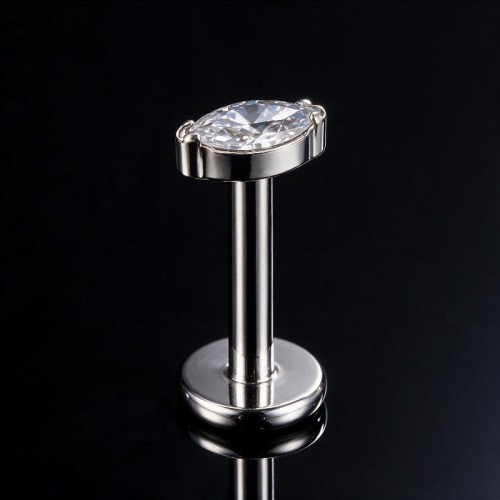 Przejdź do produktu Tytanowy labret markiza z białą cyrkonią