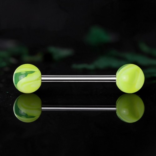 Przejdź do produktu Kolczyk do języka Green Marble Swirl  