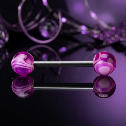 Przejdź do produktu Kolczyk do języka Purple Marble Swirl 