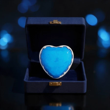 Delikatny i pełen uroku labret, którego ozdobą jest syntetyczny opal w kształcie serca. Kamień zachwyca niezwykłą grą barw – od głębokiego błękitu, przez turkus, aż po świetliste akcenty zieleni.