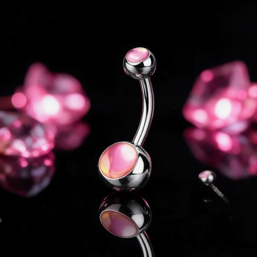 Przejdź do produktu Kolczyk do pępka Pink Iridescent Stone
