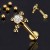 Elegancki złoty labret tytanowy z ozdobną nakrętką w kształcie krzyżyka . Krzyżyk złożony z drobnych kuleczek został uzupełniony białą, błyszczącą cyrkonią, która pięknie odbija światło i efektownie kontrastuje ze złotym wykończeniem.