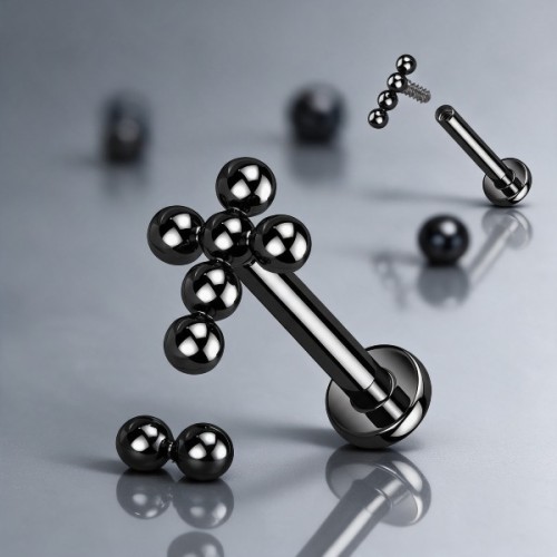 Przejdź do produktu Tytanowy labret Bead Black Cross