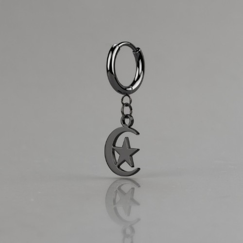 Przejdź do produktu Czarne kółeczko huggie Moon & Star