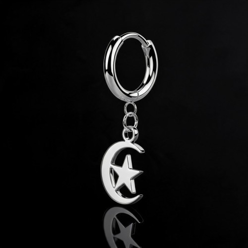 Przejdź do produktu Srebrne kółeczko huggie Moon & Star