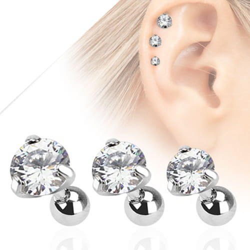 Przejdź do produktu Sztanga do ucha z białym kryształem 3D