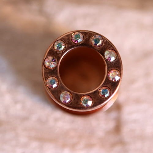 Przejdź do produktu Tunel rose gold z opalizującymi kryształkami