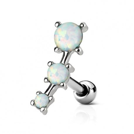 Przejdź do produktu Sztanga do ucha cluster z 3 białymi opalami