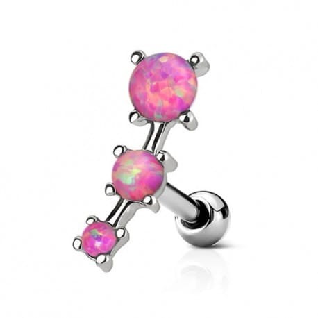 Przejdź do produktu Sztanga do ucha cluster z 3 różowymi opalami