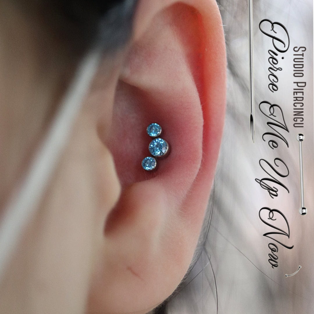 labret tytan blue 3 crystals swarovski wpiercingu conch