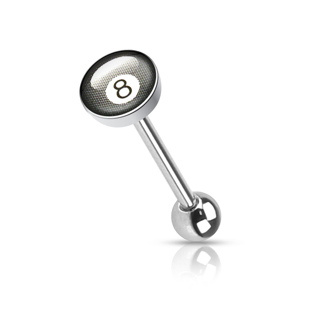 Kolczyk do języka  z dyskiem z napisem 69 zabezpieczonym żywicą epoksydową, co gwarantuje gładką powierzchnię i komfort noszenia bez podrażnień języka i podniebienia. Typ gwintu: zewnętrzny.