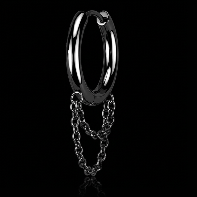 Kółeczko huggie Black Double Chain Hoop
