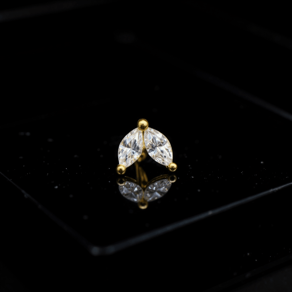 Tytanowy labret Golden Wings